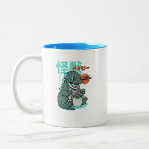 Caneca De Café Em Dois Tons Ramen de dinossauro