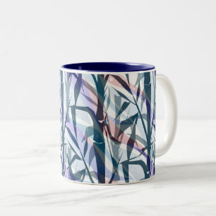 Caneca De Café Em Dois Tons Ramos de bambu.