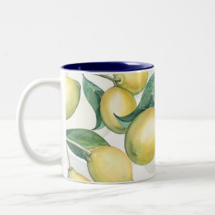 Caneca De Café Em Dois Tons Ramos de Limão Branco & Amarelo Rústico Chic Count