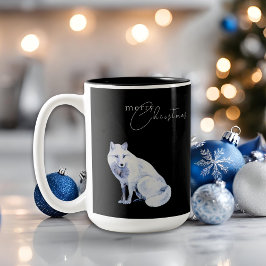 Caneca De Café Em Dois Tons Rapariga Ártica Aquarela Feliz Natal Preto