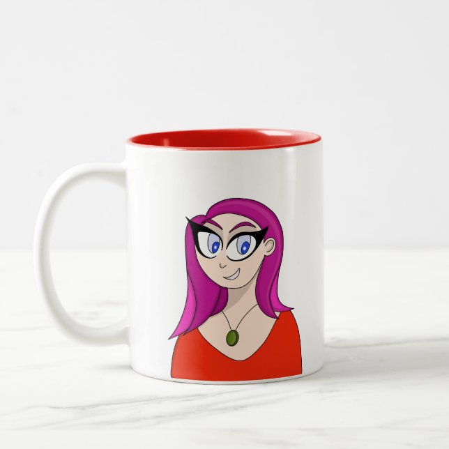 Caneca De Café Em Dois Tons Rapariga com Colar e Cabelo Na moda (Esquerda)