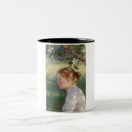 Caneca De Café Em Dois Tons Rapariga sob a árvore da maçã (por Danielson-Gambo