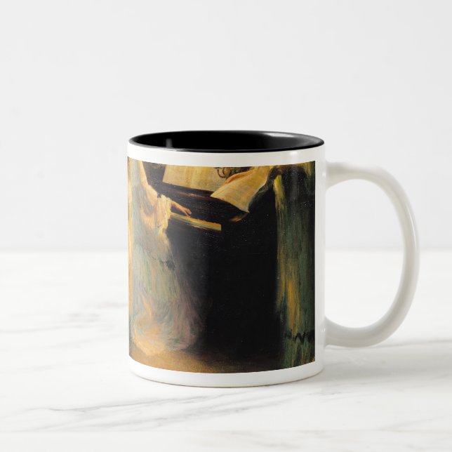 Caneca De Café Em Dois Tons Raparigas em um piano, 1906 (Direita)