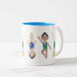Caneca De Café Em Dois Tons Raparigas Nadadoras Sincronizadas
