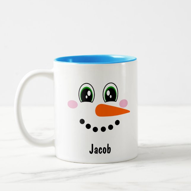 Caneca De Café Em Dois Tons Rapazes Snowman Personalizados (Esquerda)