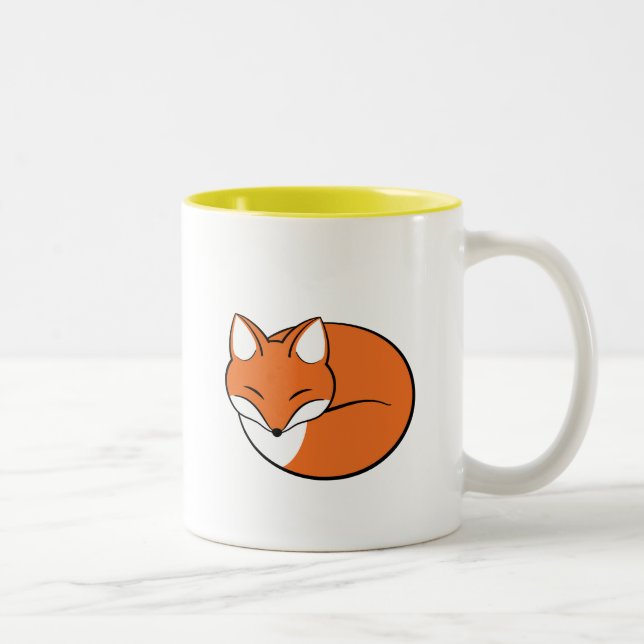 Caneca De Café Em Dois Tons Raposa de Cartoon Dormindo (Direita)