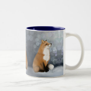 Caneca De Café Em Dois Tons Raposa de neve silenciosa
