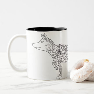 Caneca De Café Em Dois Tons Raposa Flor