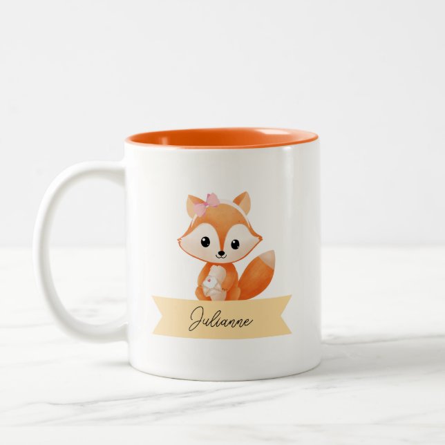 Caneca De Café Em Dois Tons Raposa fofa personalizada (Esquerda)
