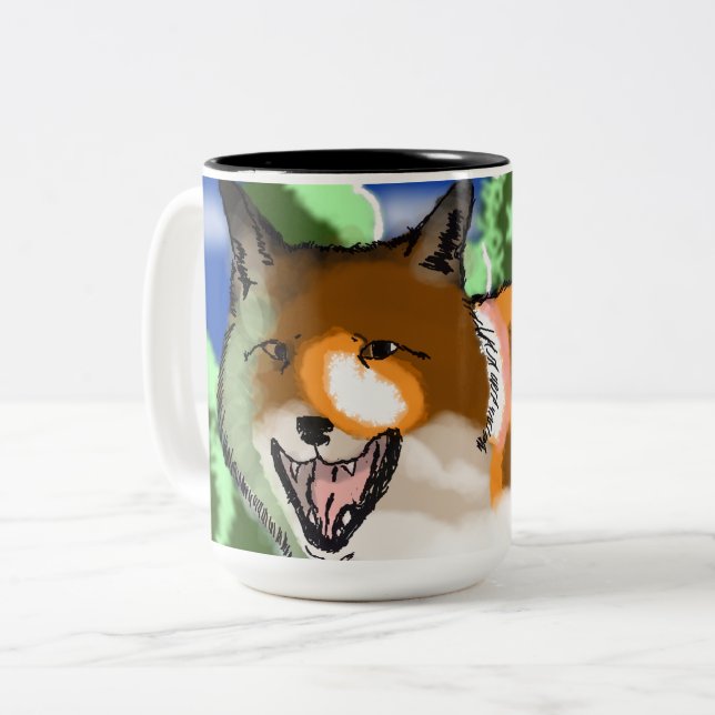Caneca De Café Em Dois Tons Raposa Imagem novamente (Frente Esquerda)