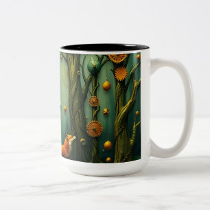 Caneca De Café Em Dois Tons Raposa na Floresta de Clocagem