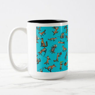 Caneca De Café Em Dois Tons Raposas medievais