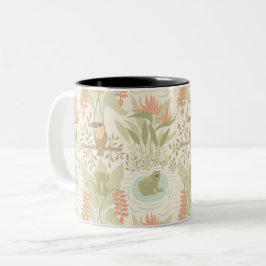 Caneca De Café Em Dois Tons Rãs e Pássaros Suaves da Selva
