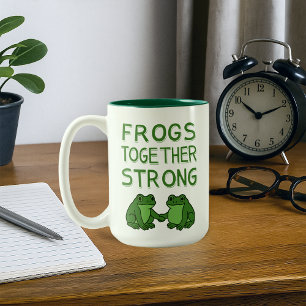 Caneca De Café Em Dois Tons Rãs Juntas Fortes Protesto da Rã de Portland