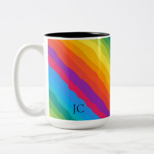 Caneca De Café Em Dois Tons Rascunho arco-íris multicolorido