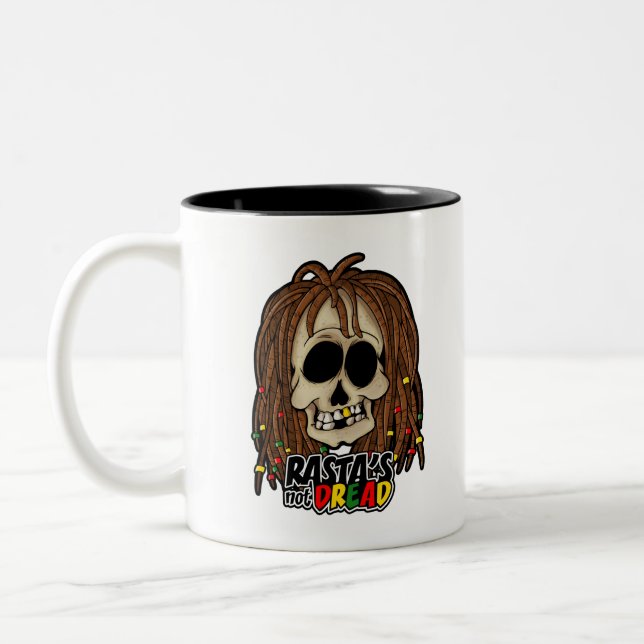 CANECA DE CAFÉ EM DOIS TONS RASTA' S NOT DREAD! REGGAE (Esquerda)