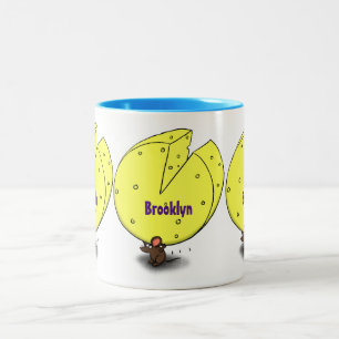 Caneca De Café Em Dois Tons Rato bonito com ilustração de desenho animado de q