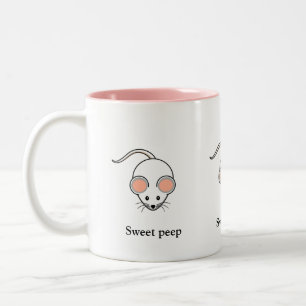 Caneca De Café Em Dois Tons Rato branco fofo & caligrafia