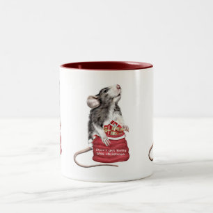 Caneca De Café Em Dois Tons Rato de Natal Festivo