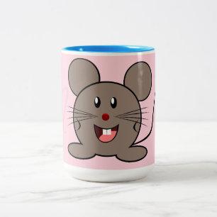 Caneca De Café Em Dois Tons Rato de sorriso - no rosa Pastel monogrammed