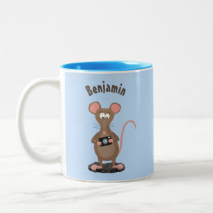 Caneca De Café Em Dois Tons Rato engraçado com ilustração de desenho animado c