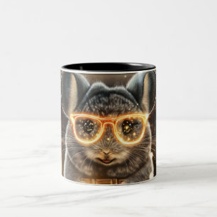 Caneca De Café Em Dois Tons rato Estilo Cartoon vibrante Colorido Fofo
