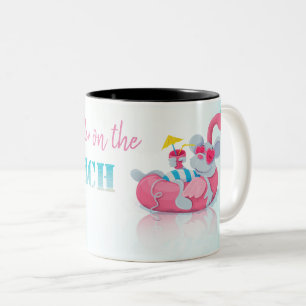 Caneca De Café Em Dois Tons Rato Fofo Praia Elegante