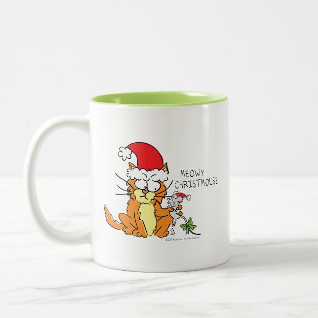 Caneca De Café Em Dois Tons Rato Gato de Cartografia de Natal Engraçado (Esquerda)