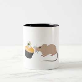 Caneca De Café Em Dois Tons Rato Gelado Comendo globo ocular do Halloween