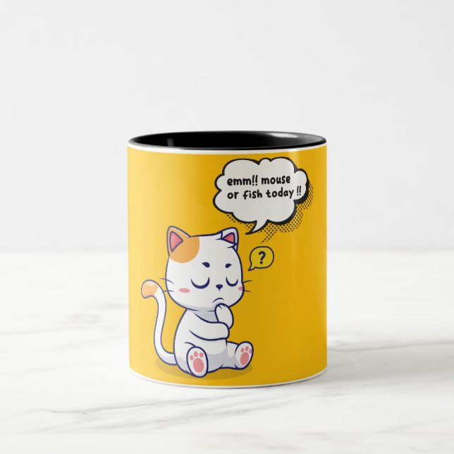 Caneca De Café Em Dois Tons Rato ou Peixe? - animal de estimação engraçado - G (Centro)