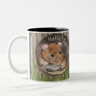 Caneca De Café Em Dois Tons Rato Rustic Watercolor