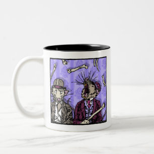 Caneca De Café Em Dois Tons Ratos e Ossos - Pop Gótico Pesadelo Surreal