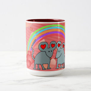 Caneca De Café Em Dois Tons Ratos em Dias de os namorados de Amor