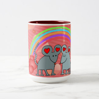Caneca De Café Em Dois Tons Ratos em Dias de os namorados de Amor