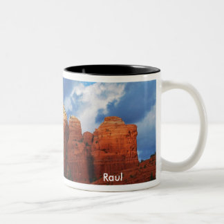 Caneca De Café Em Dois Tons Raul na caneca da rocha do pote do café