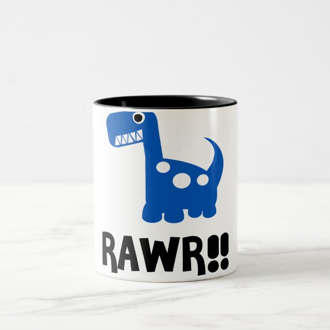 Caneca De Café Em Dois Tons Rawr Dino Blue (Centro)