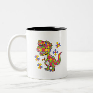 Caneca De Café Em Dois Tons Rawrsomelys Fofo T Rex Autismo Puzzles Crianças Pa