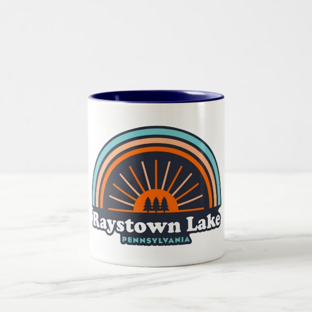 Caneca De Café Em Dois Tons Raystown Lake Pensilvânia Rainbow (Centro)