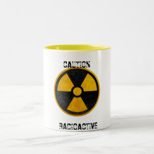 Caneca De Café Em Dois Tons Reator Nuclear Radioativo Amarelo e Preto