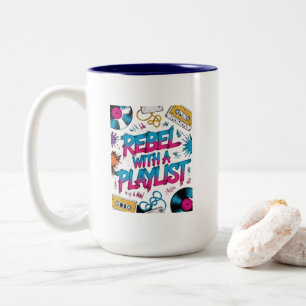 Caneca De Café Em Dois Tons Rebelde Com Uma Playlist – Amante Da Música Retro