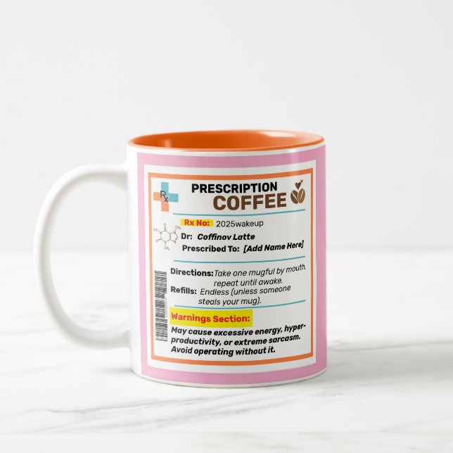 Caneca De Café Em Dois Tons Receita Engraçada Personalizada Coffee Mug (Esquerda)