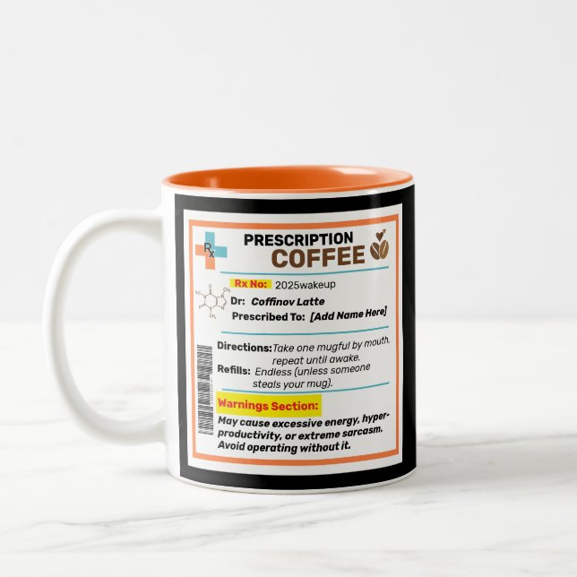Caneca De Café Em Dois Tons Receita Engraçada Personalizada Coffee Mug (Esquerda)