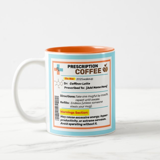 Caneca De Café Em Dois Tons Receita Engraçada Personalizada Coffee Mug (Esquerda)