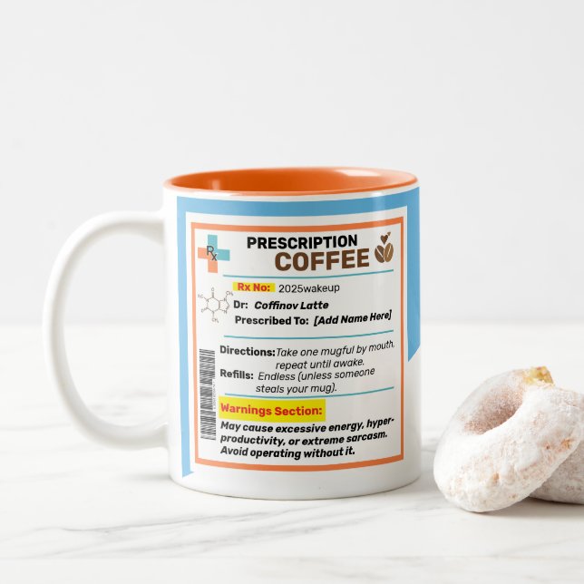 Caneca De Café Em Dois Tons Receita Engraçada Personalizada Coffee Mug (Com Donut)