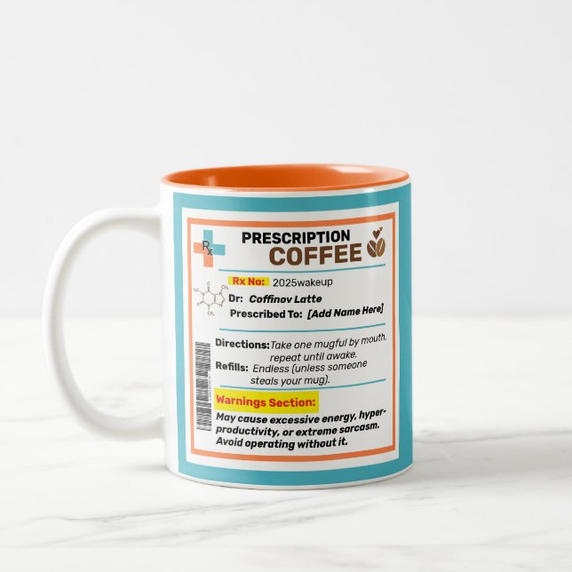 Caneca De Café Em Dois Tons Receita Engraçada Personalizada Coffee Mug (Esquerda)