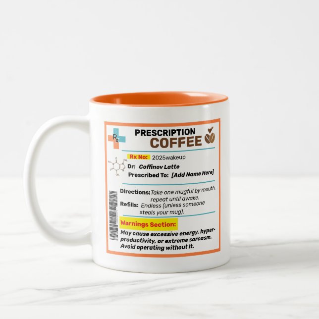Caneca De Café Em Dois Tons Receita Engraçada Personalizada Coffee Mug (Esquerda)