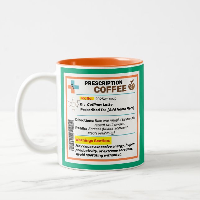 Caneca De Café Em Dois Tons Receita Engraçada Personalizada Coffee Mug (Esquerda)