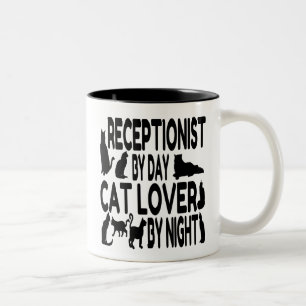 Caneca De Café Em Dois Tons Recepcionista do Cat Lover