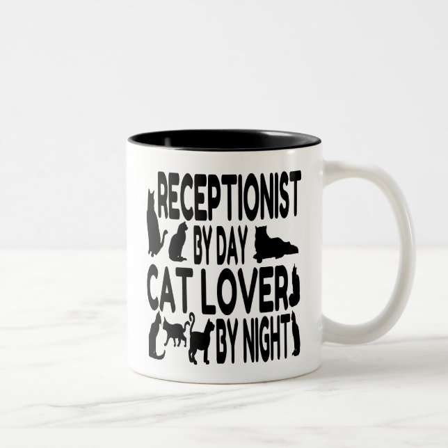 Caneca De Café Em Dois Tons Recepcionista do Cat Lover (Direita)