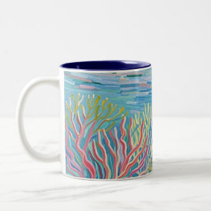 Caneca De Café Em Dois Tons Recife de Corais Dourados do Oceano